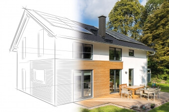 Haus (halb gezeichnet halb fertig)