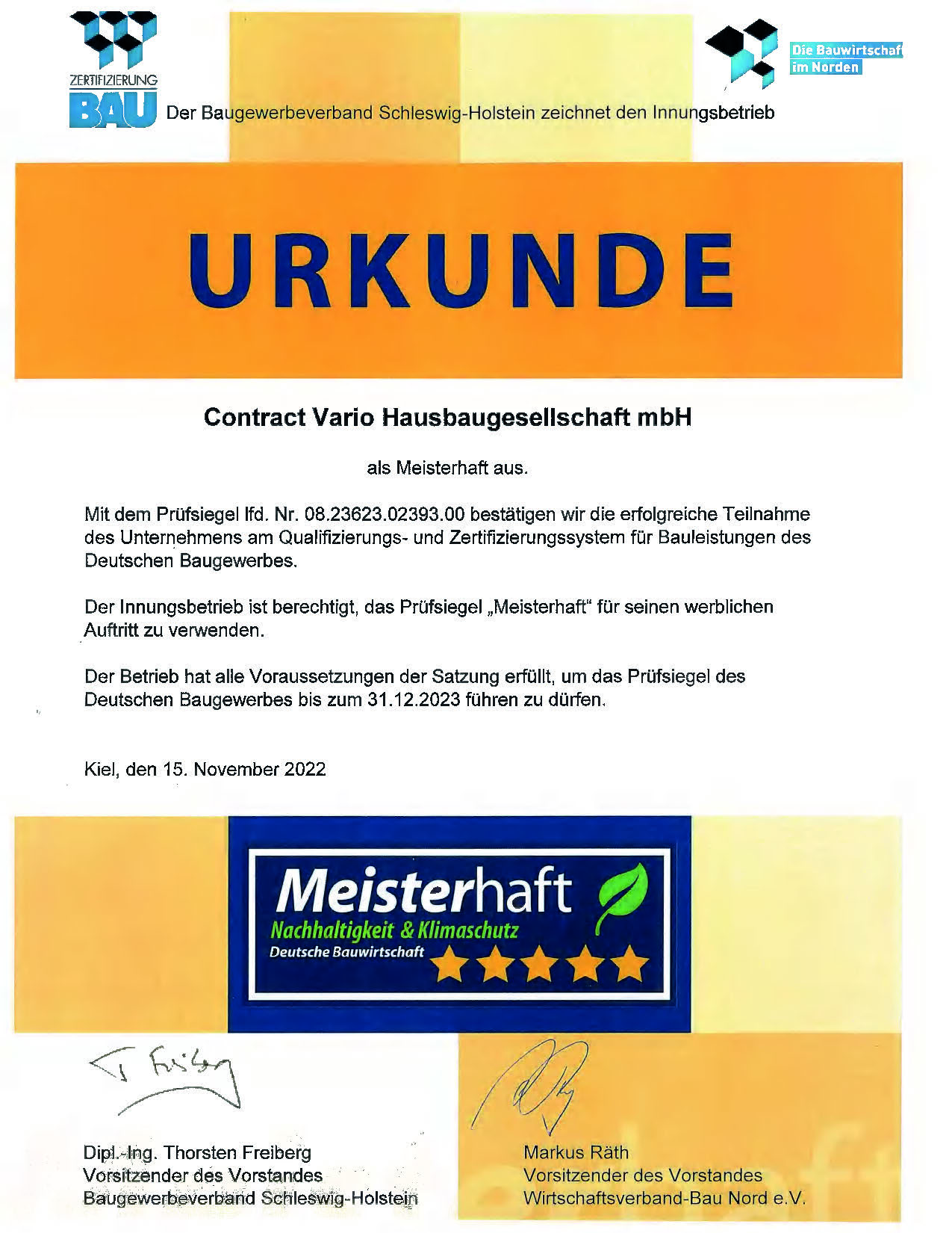 Ausgezeichnet mit "5 Sterne Meisterhaft"